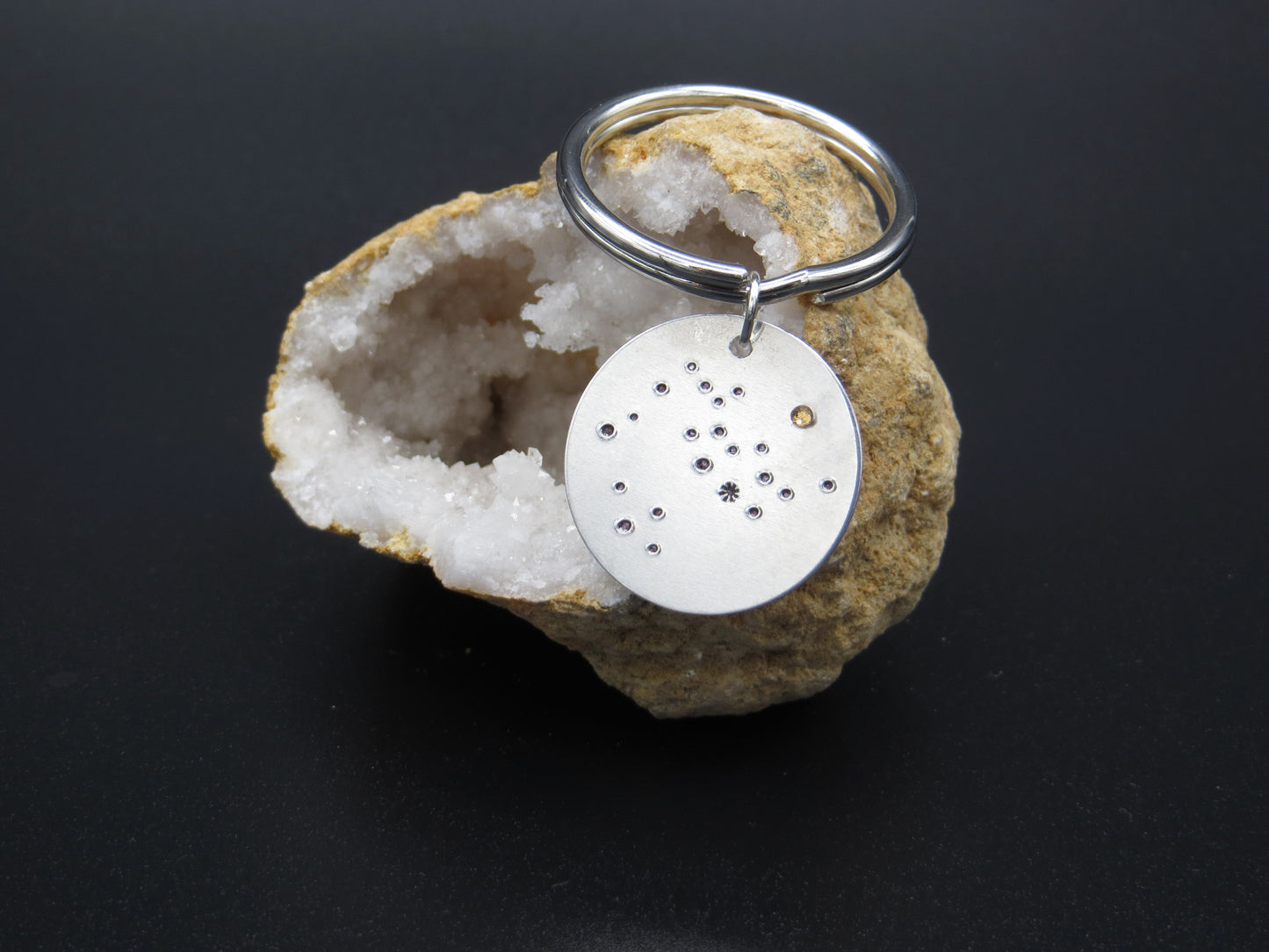Zodiac Constellation with Birthstone Keyring