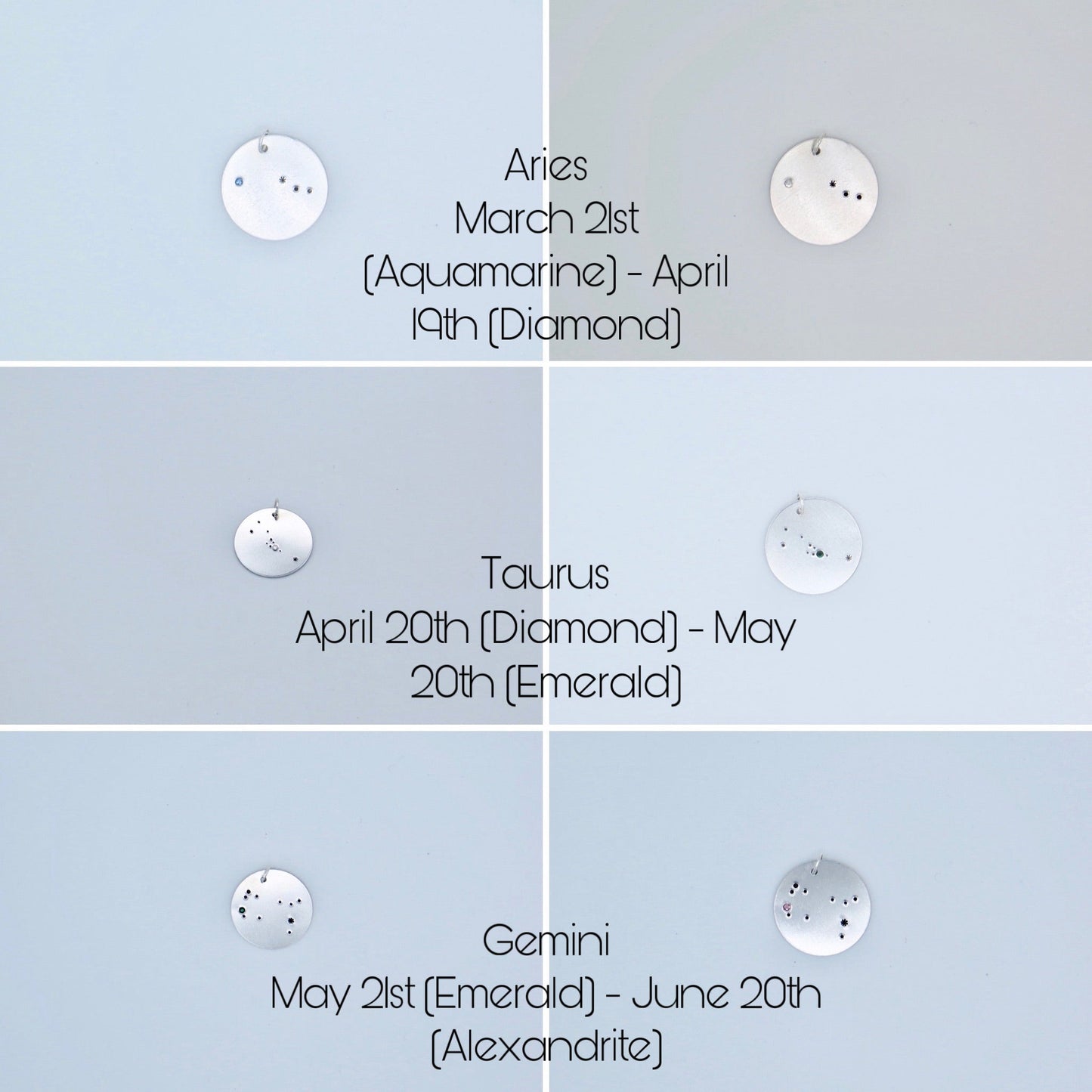 Zodiac Constellation with Birthstone Keyring